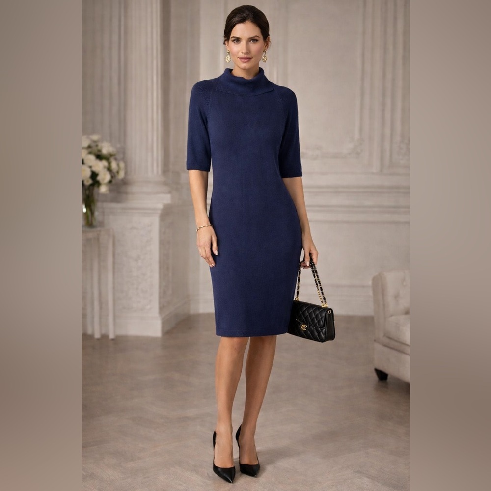 Stefanel Luxury Knit Dress Navy | Italian Yarn
